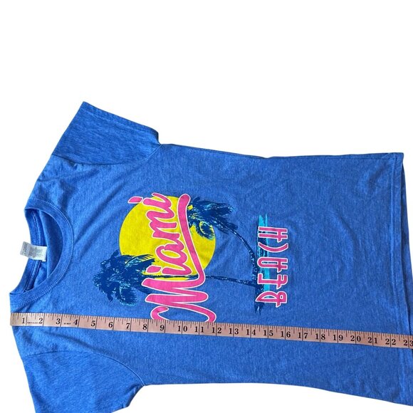 Miami Beach Tee Juniors Small V-Neck Short Sleeve Gildan Softstyle Ring Spun - Picture 7 of 7